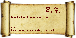 Radits Henrietta névjegykártya